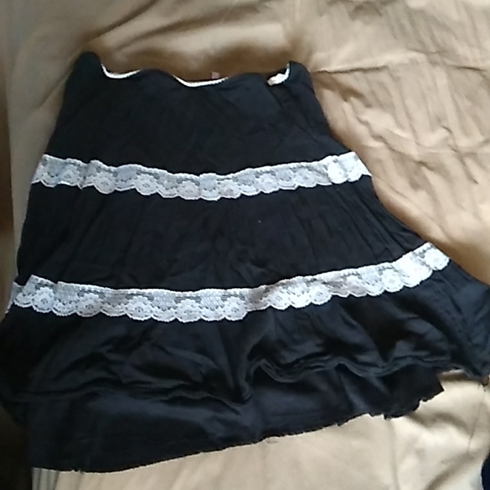 Black lace knee length skirt